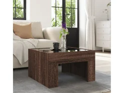 Mesa De Centro| Mesa de centro | Mesa de apoio luzes LED Infinity 50x50x30 cm carvalho Castanho