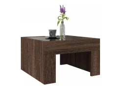 Mesa De Centro| Mesa de centro | Mesa de apoio luzes LED Infinity 50x50x30 cm carvalho Castanho