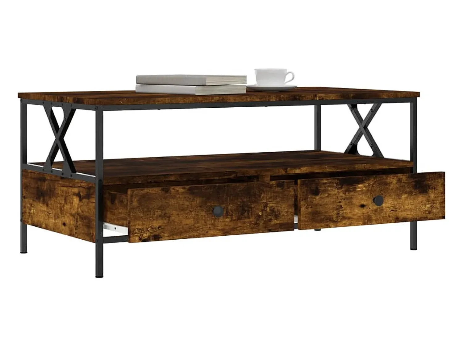 Mesa de centro | Mesa de apoio 100x51x45 cm derivados madeira carvalho fumado^ Mesa De Centro