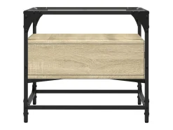 Mesa de centro | Mesa de apoio c/topo de vidro 50x50x45cm carvalho sonoma aço^ Mesa De Centro