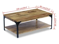 Mesa De Centro* Mesa de centro | Mesa de apoio.madeira de mangueira 100x60x38 cm Castanho