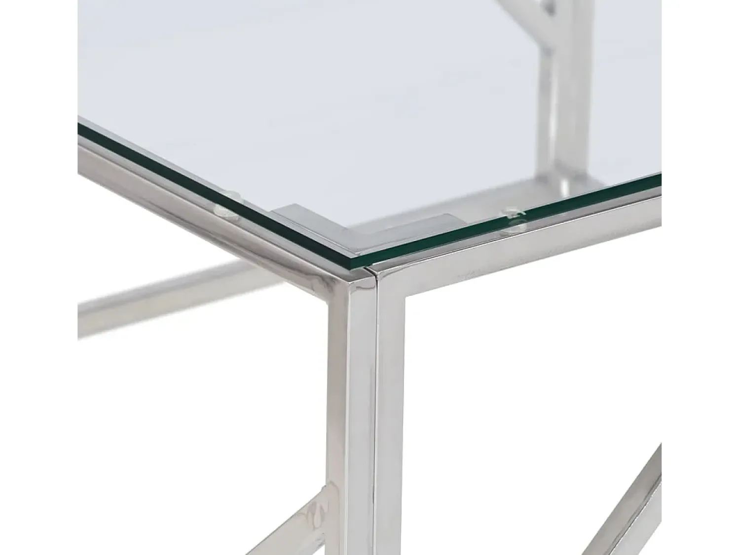Mesa De Centro* Mesa de centro | Mesa de apoio | Mesa de café aço inoxidável e vidro temperado Prateado