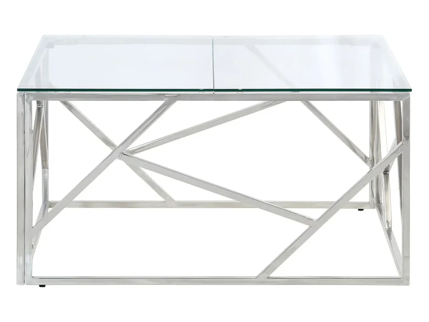 Mesa De Centro* Mesa de centro | Mesa de apoio | Mesa de café aço inoxidável e vidro temperado Prateado