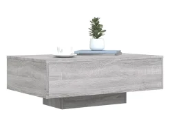 Mesa De Centro* Mesa de centro | Mesa de apoio com luzes LED 85x55x31 cm sonoma Cinzento