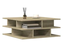 Mesa De Centro| Mesa de centro | Mesa de apoio 70x70x29 cm contraplacado carvalho sonoma Castanho