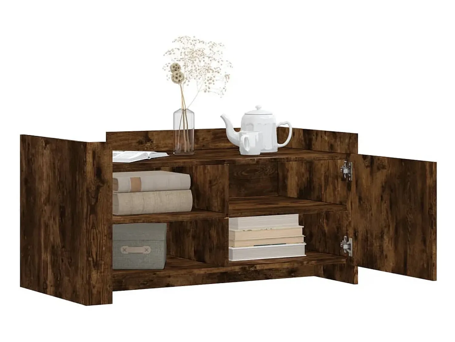 Mesa De Centro| Mesa de centro | Mesa de apoio 100x50x50cm derivados de madeira carvalho fumado Castanho