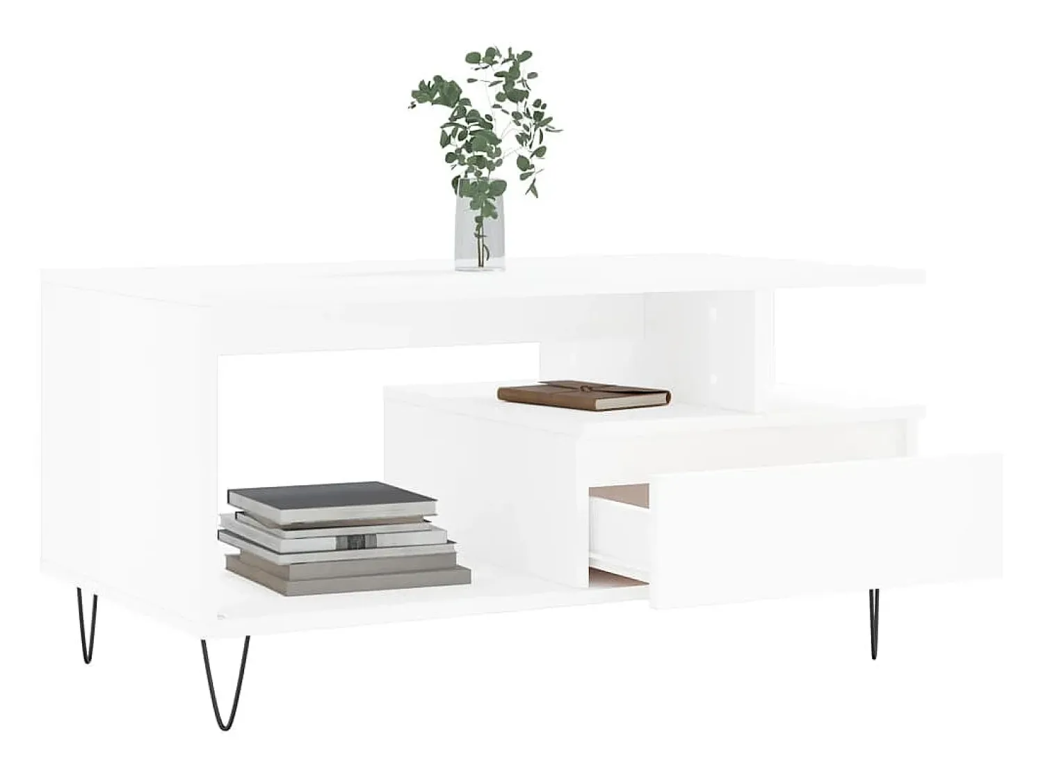 Mesa De Centro| Mesa de centro | Mesa de apoio 90x49x45 cm derivados de madeira Branco