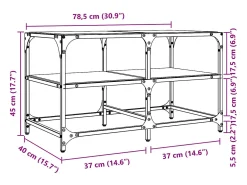 Mesa De Centro* Mesa de centro | Mesa de apoio c/ topo em vidro 78.5x40x45 cm aço Transparente