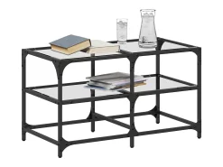 Mesa De Centro* Mesa de centro | Mesa de apoio c/ topo em vidro 78.5x40x45 cm aço Transparente