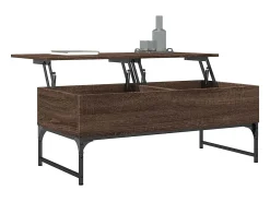 Mesa De Centro| Mesa de centro | Mesa de apoio 100x50x40 cm deriv. madeira/metal carvalho Castanho