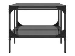 Mesa De Centro| Mesa de centro | Mesa de apoio com topo em vidro 98.5x50x45 cm aço Preto