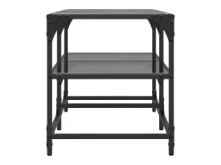 Mesa de centro | Mesa de apoio com topo em vidro 78.5x40x45 cm aço^ Mesa De Centro