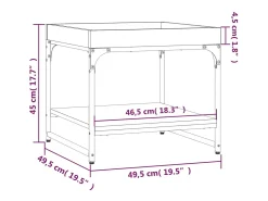 Mesa de centro | Mesa de apoio 49.5x49.5x45cm derivados madeira carvalho fumado^ Mesa De Centro