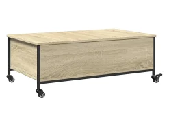 Mesa de centro | Mesa de apoio com rodas derivados de madeira carvalho sonoma^ Mesa De Centro