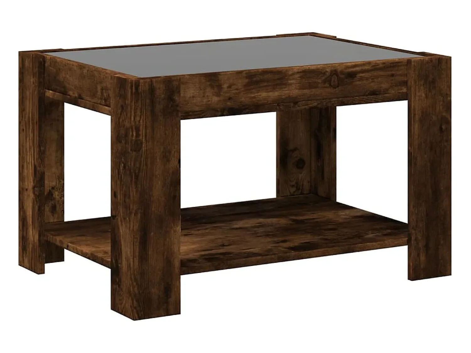 Mesa De Centro| Mesa de centro | Mesa de apoio c/ LEDs 73x53x45 cm derivados de madeira Castanho