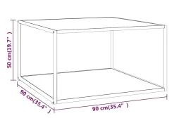 Mesa De Centro| Mesa de centro | Mesa de apoio 90x90x50 cm com vidro marmorizado branco Preto