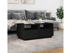 Mesa De Centro| Mesa de centro | Mesa de apoio com luzes LED 90x49x40 cm Preto