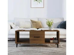 Mesa De Centro* Mesa de centro | Mesa de apoio 102x50x40 cm derivados madeira carvalho Castanho