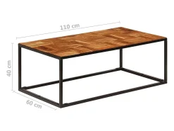 Mesa De Centro| Mesa de centro | Mesa de apoio | Mesa de café 110x60x40 cm madeira acácia maciça e aço Castanho