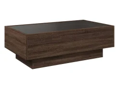 Mesa De Centro* Mesa de centro | Mesa de apoio c/ LEDs 90x50x30 cm derivados de madeira Castanho