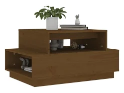 Mesa de centro | Mesa de apoio 80x55x40.5 cm madeira pinho maciça -mel Castanho