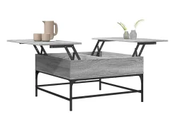 Mesa De Centro| Mesa de centro | Mesa de apoio 80x80x45 cm deriv. madeira/metal sonoma Cinzento