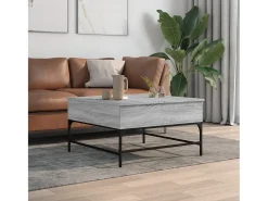 Mesa De Centro| Mesa de centro | Mesa de apoio 80x80x45 cm deriv. madeira/metal sonoma Cinzento
