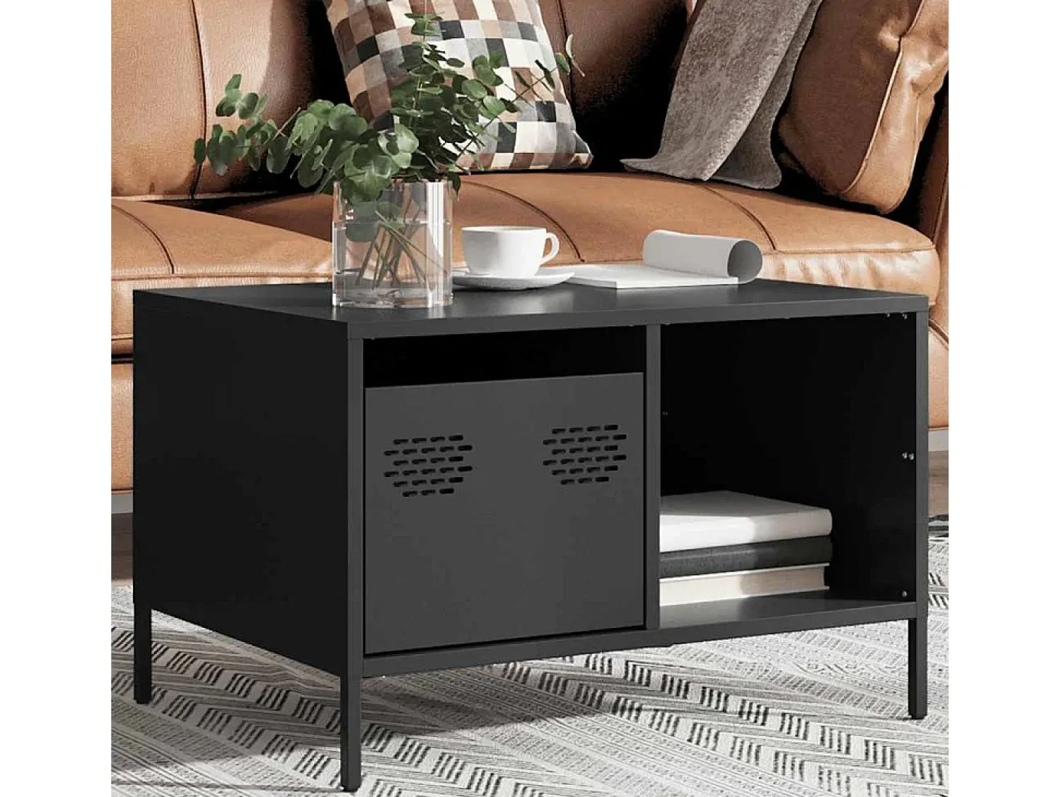 Mesa de centro | Mesa de apoio 68.5x50x43.5 cm aço laminado a frio^ Mesa De Centro