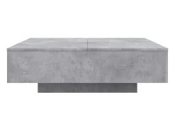 Mesa De Centro| Mesa de centro | Mesa de apoio com luzes LED 100x100x31 cm cimento Cinzento