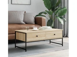 Mesa de centro | Mesa de apoio 101x49x39.5 cm derivados madeira carvalho sonoma Castanho