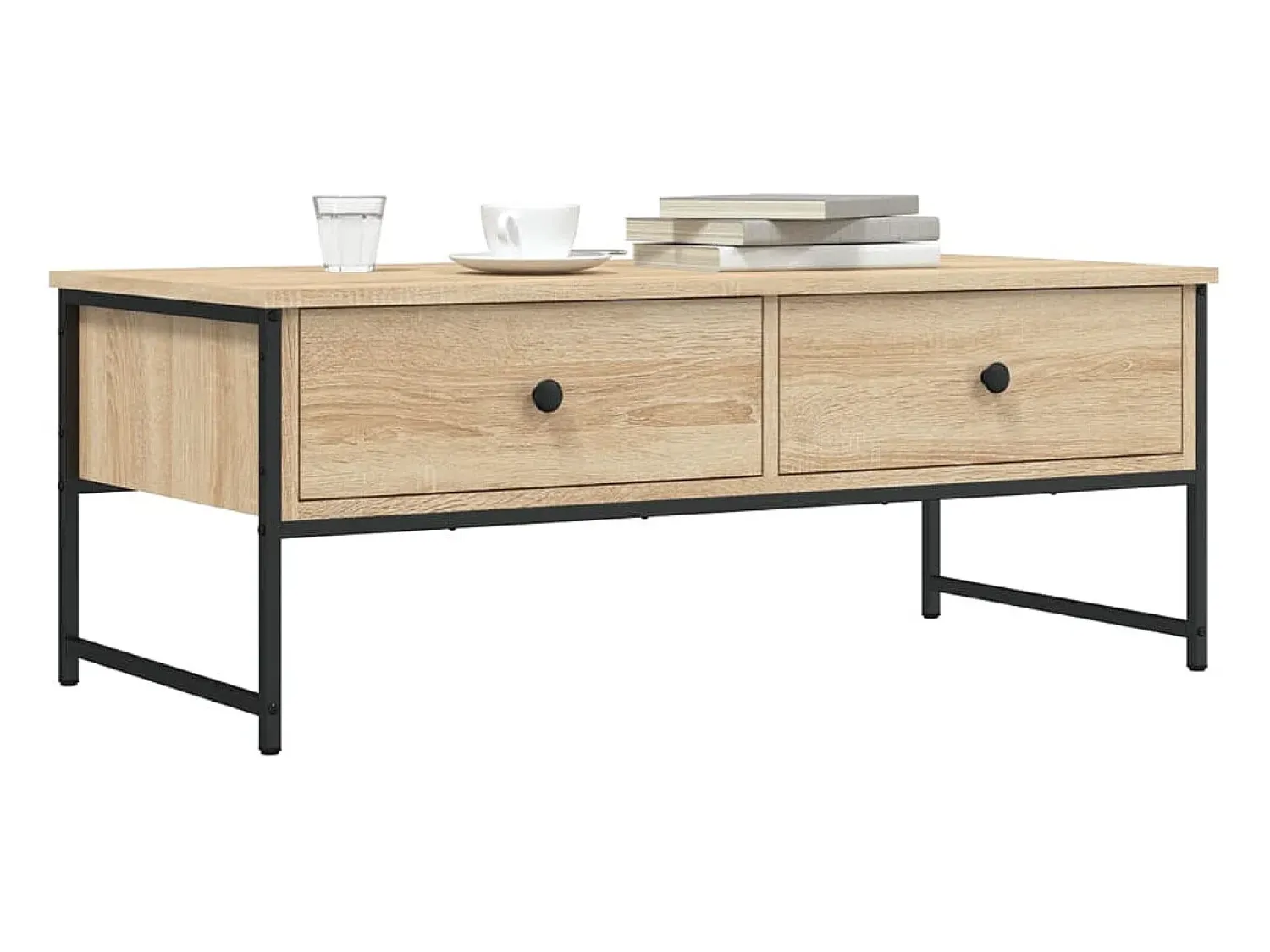 Mesa de centro | Mesa de apoio 101x49x39.5 cm derivados madeira carvalho sonoma Castanho
