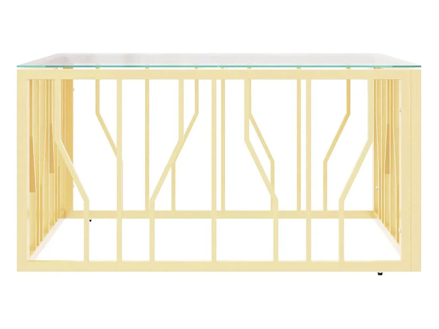 Mesa de centro | Mesa de apoio 80x80x40 cm aço inoxidável e vidro dourado^ Mesa De Centro