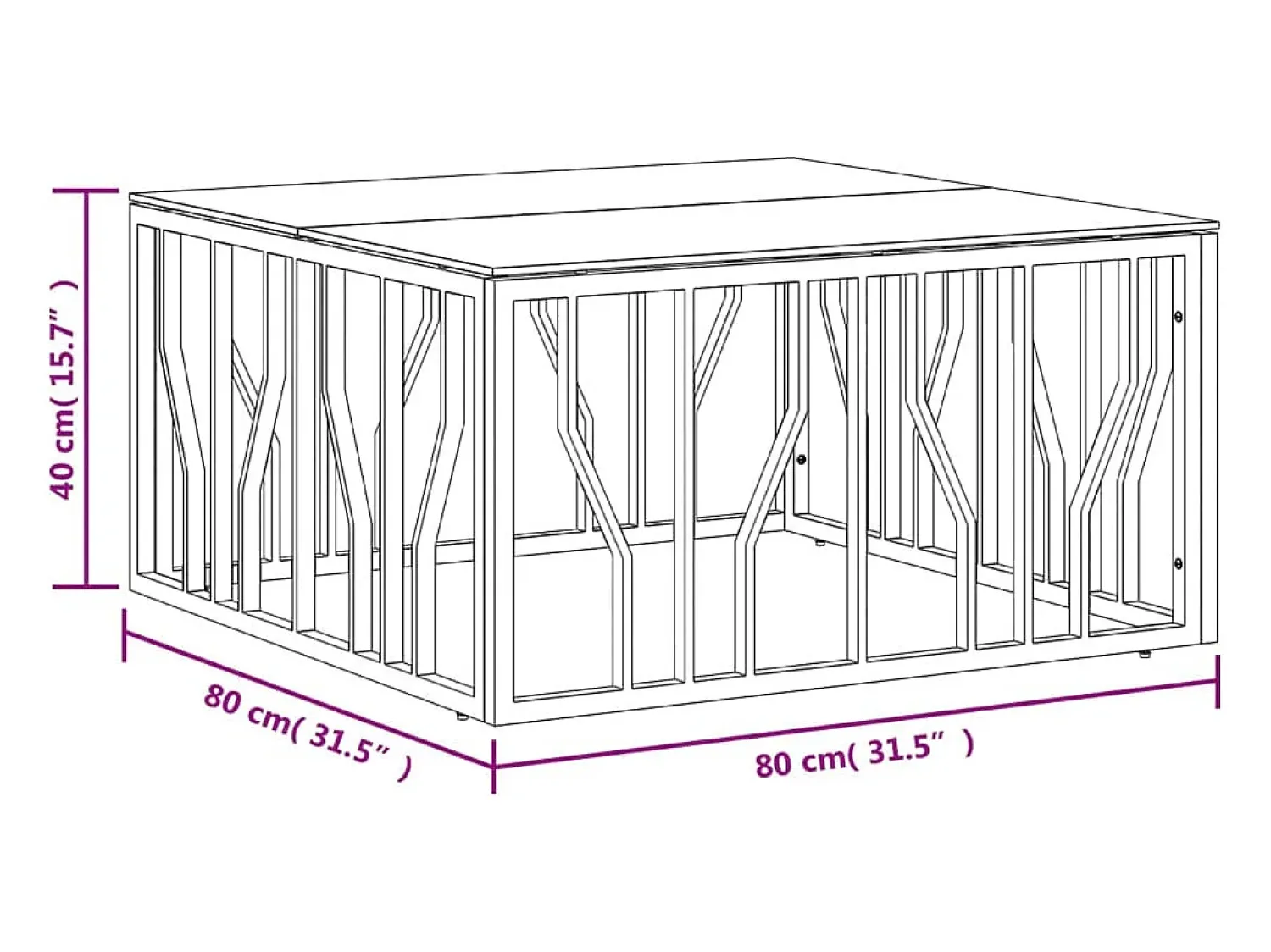 Mesa de centro | Mesa de apoio 80x80x40 cm aço inoxidável e vidro dourado^ Mesa De Centro