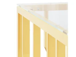 Mesa de centro | Mesa de apoio 80x80x40 cm aço inoxidável e vidro dourado^ Mesa De Centro