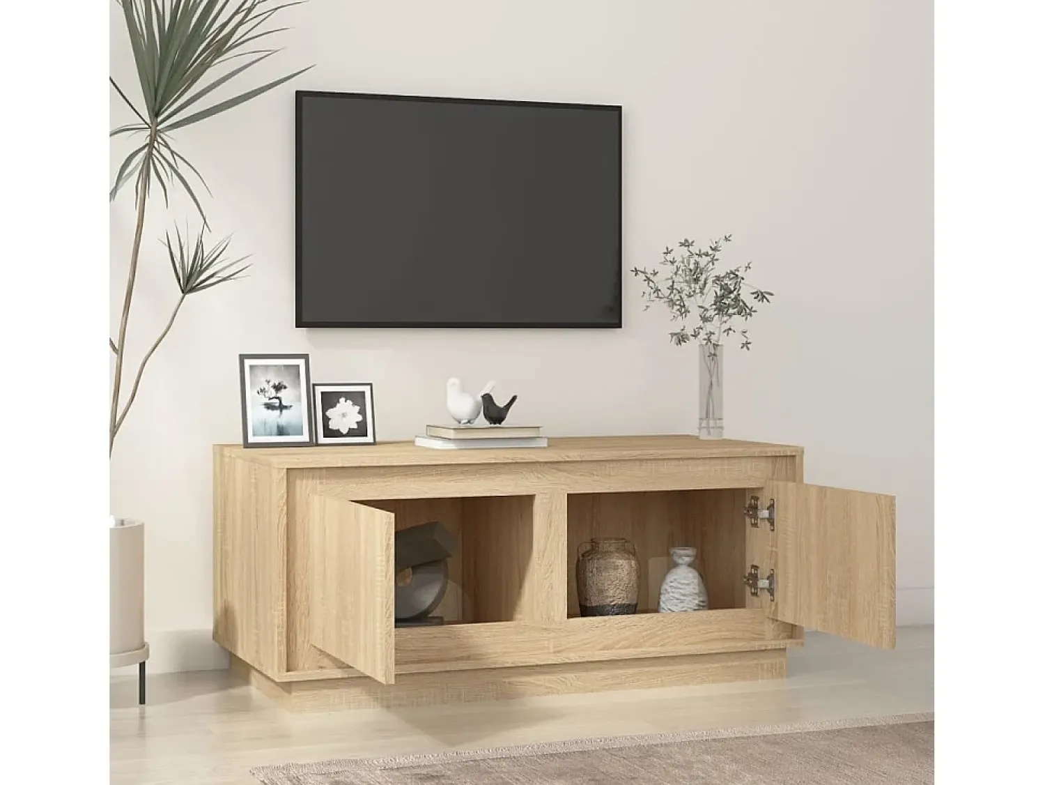 Mesa De Centro* Mesa de centro | Mesa de apoio 102x50x44 cm derivados madeira carvalho sonoma Castanho