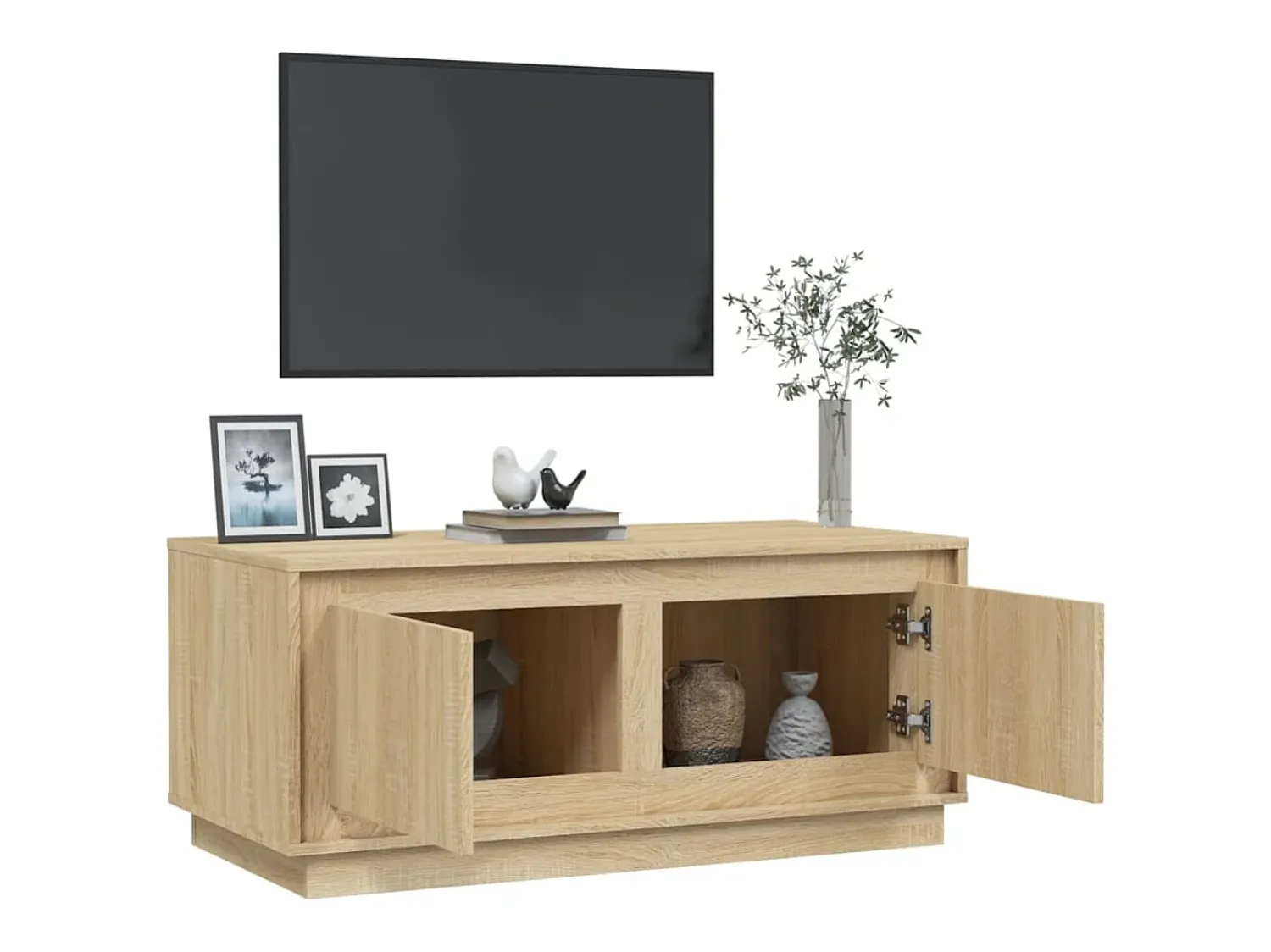 Mesa De Centro* Mesa de centro | Mesa de apoio 102x50x44 cm derivados madeira carvalho sonoma Castanho