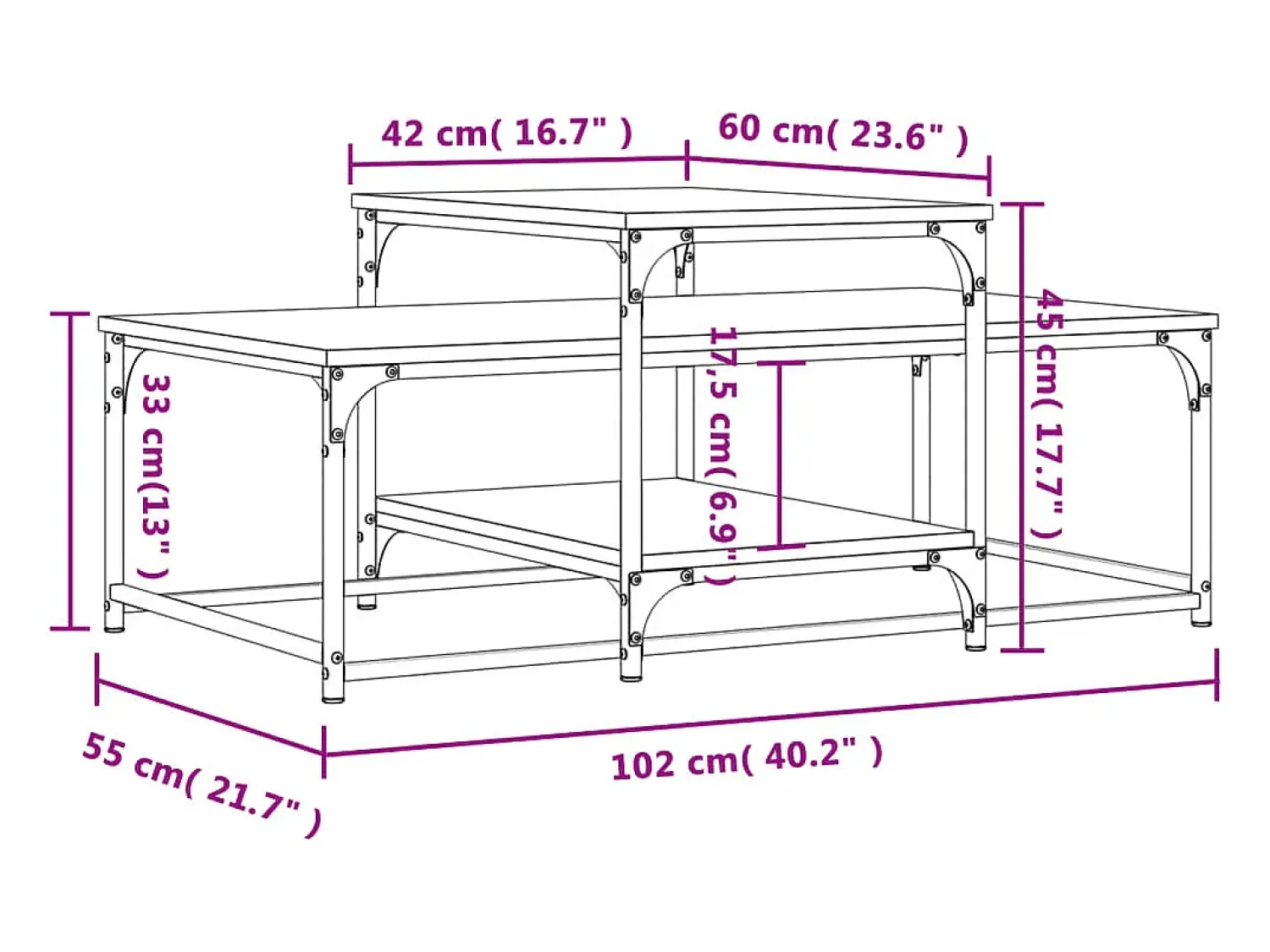 Mesa de centro | Mesa de apoio 102x60x45 cm derivados madeira sonoma^ Mesa De Centro