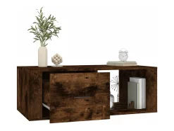 New Mesa de centro | Mesa de apoio 100x50.5x35 cm derivados madeira carvalho fumado Castanho