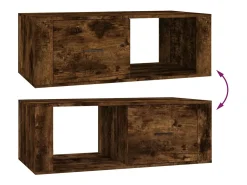 New Mesa de centro | Mesa de apoio 100x50.5x35 cm derivados madeira carvalho fumado Castanho