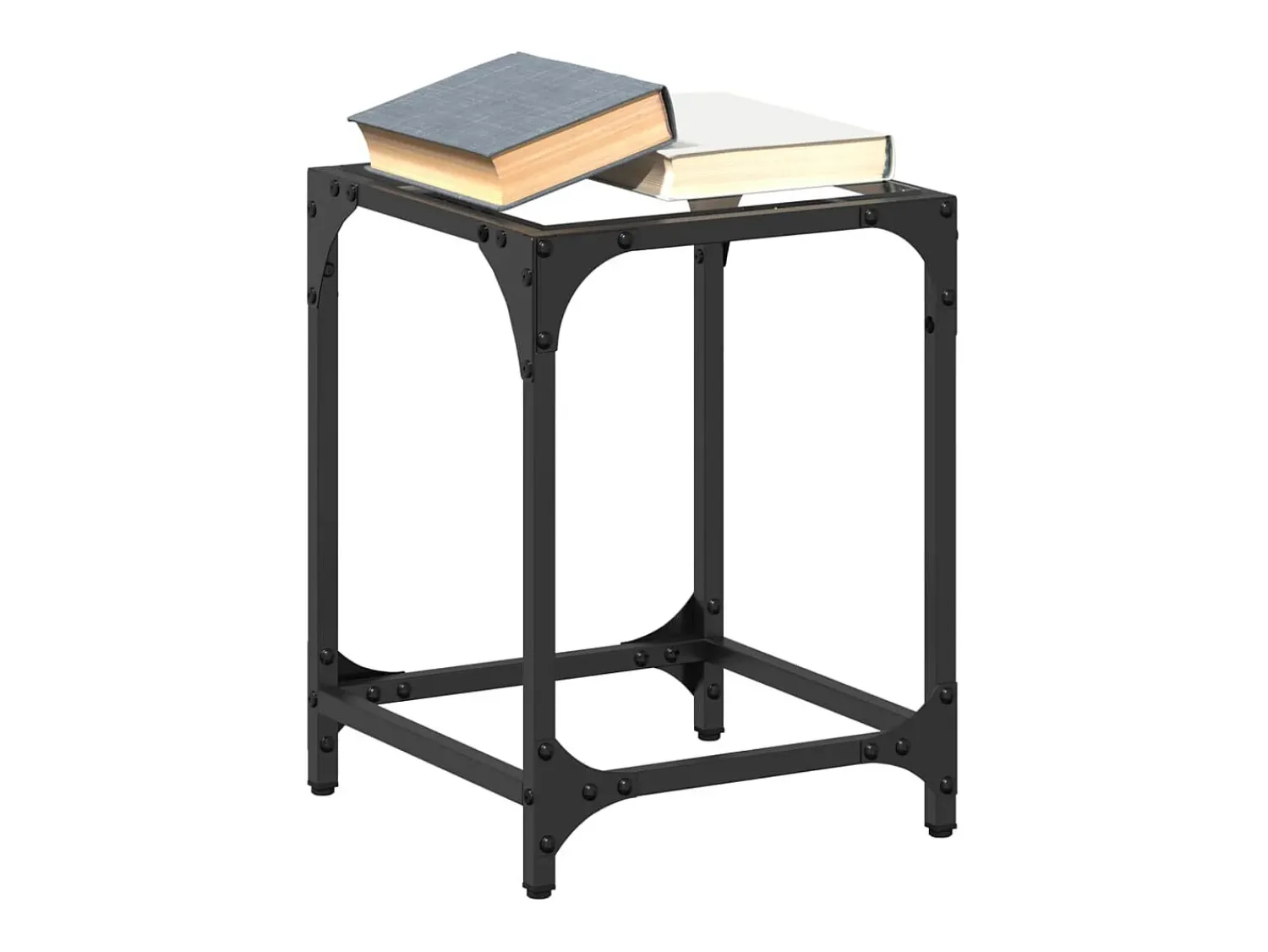 Mesa de centro | Mesa de apoio c/ topo em vidro 30x30x40 cm aço^ Mesa De Centro