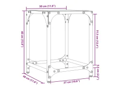 Mesa de centro | Mesa de apoio c/ topo em vidro 30x30x40 cm aço^ Mesa De Centro