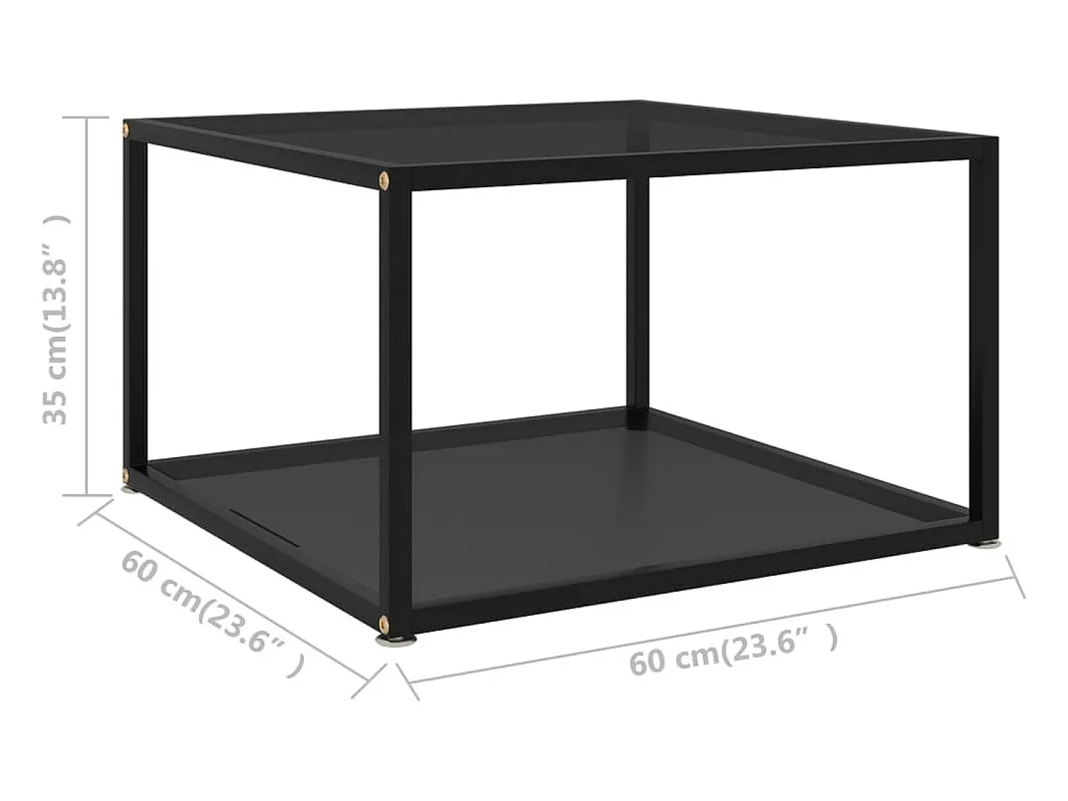 Mesa De Centro| Mesa de centro | Mesa de apoio 60x60x35 cm vidro temperado Preto
