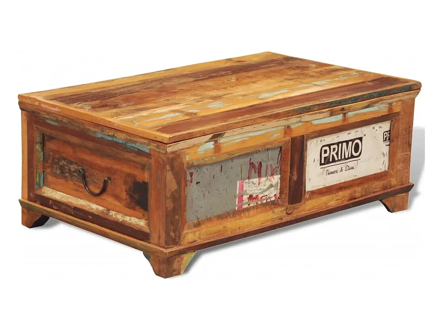 Mesa De Centro| Mesa de centro | Mesa de apoio | Mesa de café vintage com armazenamento.madeira reciclada Castanho