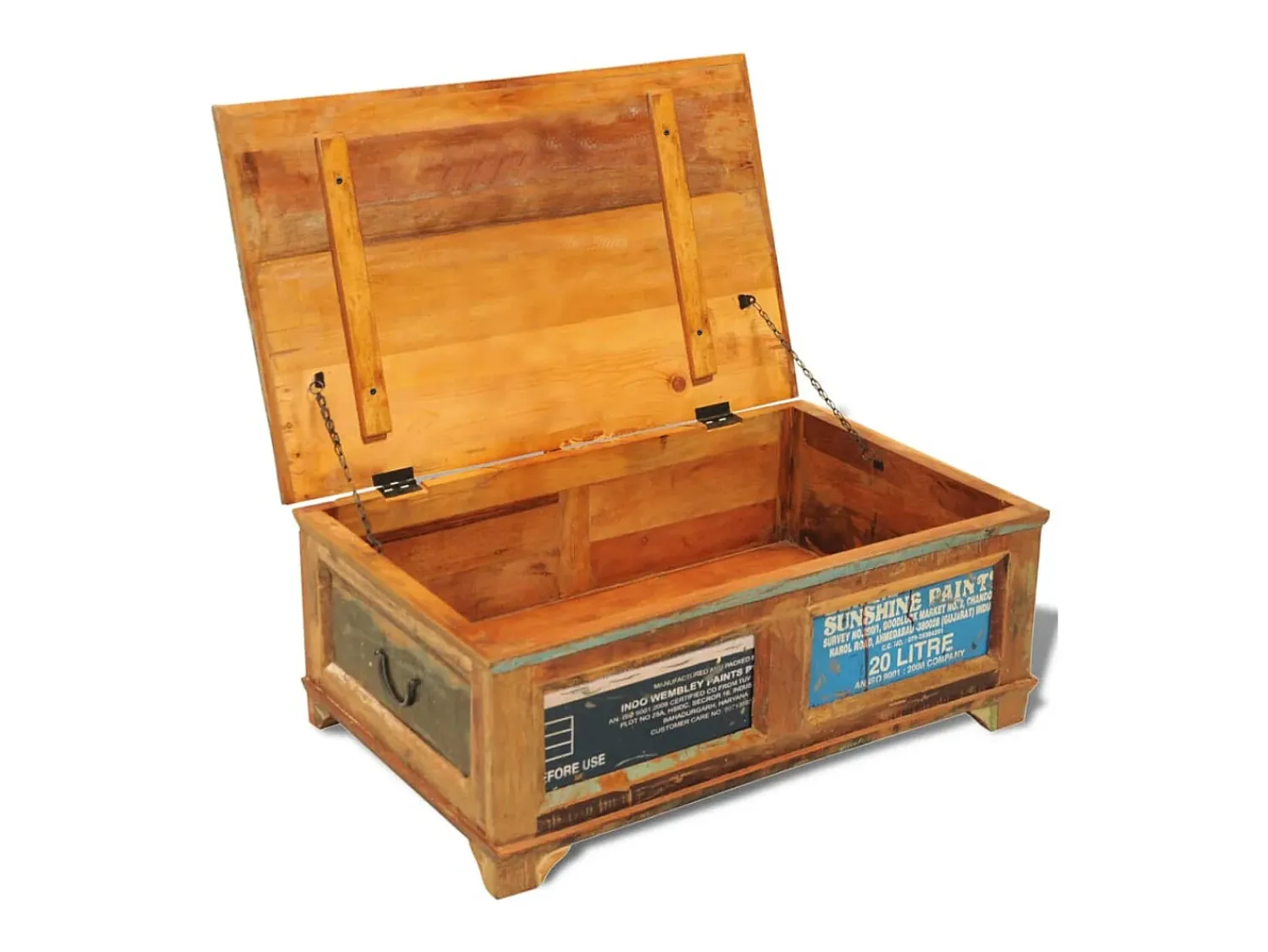 Mesa De Centro| Mesa de centro | Mesa de apoio | Mesa de café vintage com armazenamento.madeira reciclada Castanho