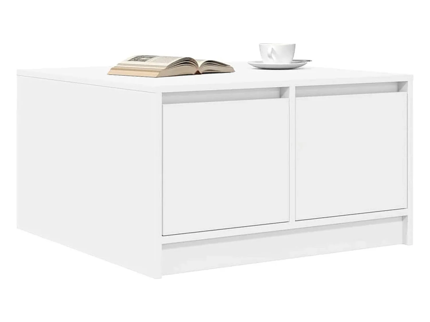 New Mesa de centro | Mesa de apoio com gavetas 70.5x70x40 cm Branco