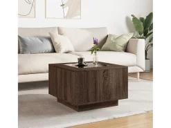 Mesa De Centro* Mesa de centro | Mesa de apoio c/ LEDs 60x60x40 cm derivados de madeira Castanho