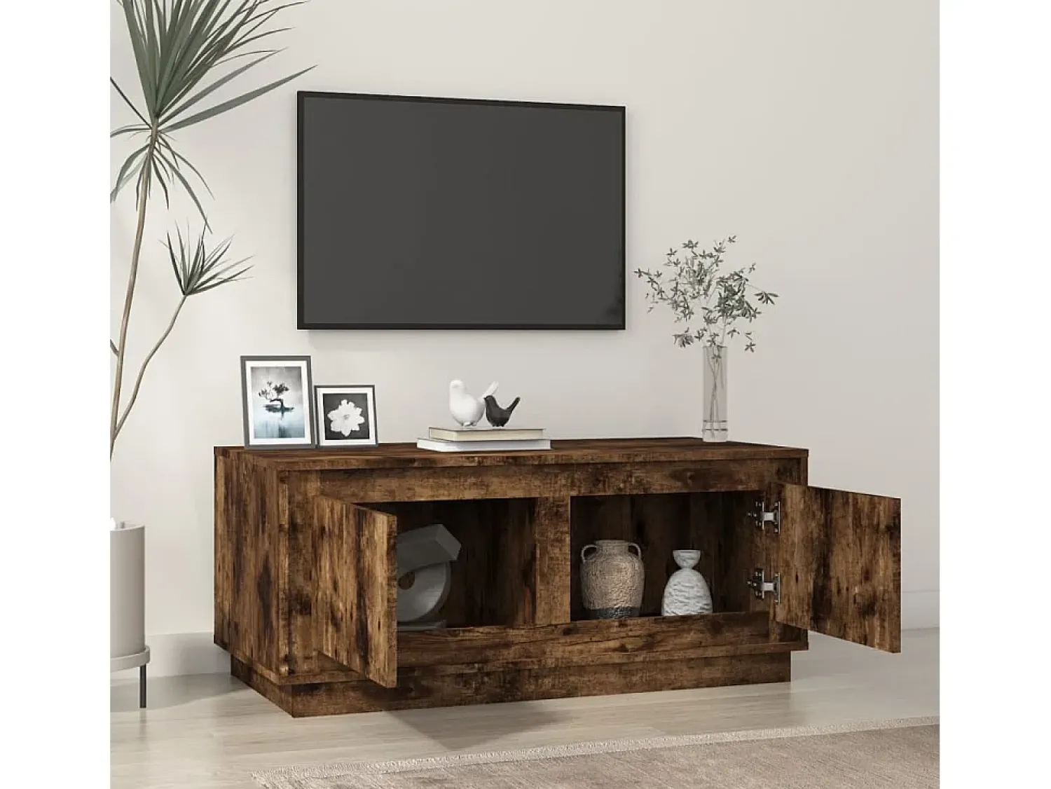 Mesa De Centro* Mesa de centro | Mesa de apoio 102x50x44 cm derivados madeira carvalho fumado Castanho