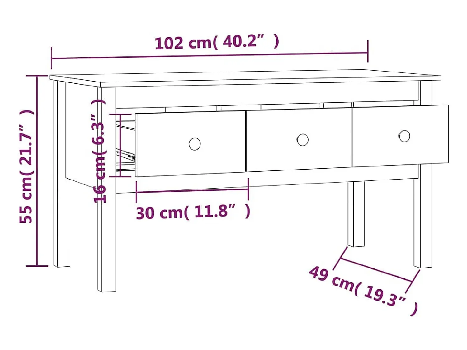 Mesa De Centro* Mesa de centro | Mesa de apoio 102x49x55 cm pinho maciço cinza Cinzento