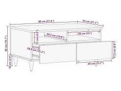 Mesa De Centro| Mesa de centro | Mesa de apoio com gaveta 80x54x40 cm Castanho