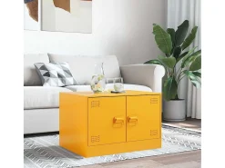 Mesa de centro | Mesa de apoio 67x50x44 cm aço mostarda^ Mesa De Centro